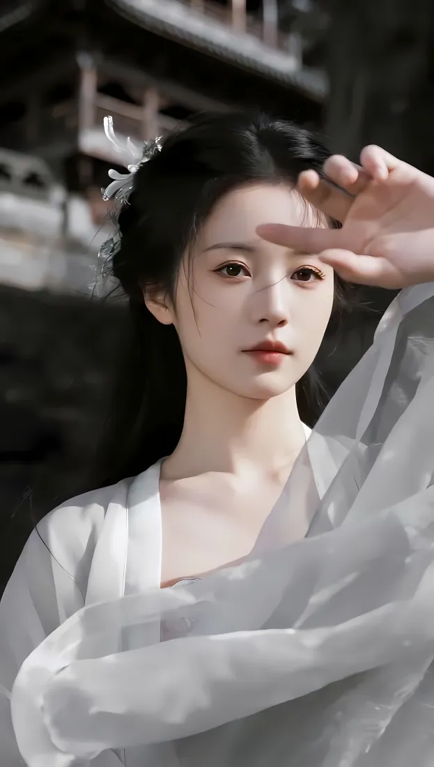 汉服女子手机壁纸｜古风背景图片 - 白衣「哲风壁纸」