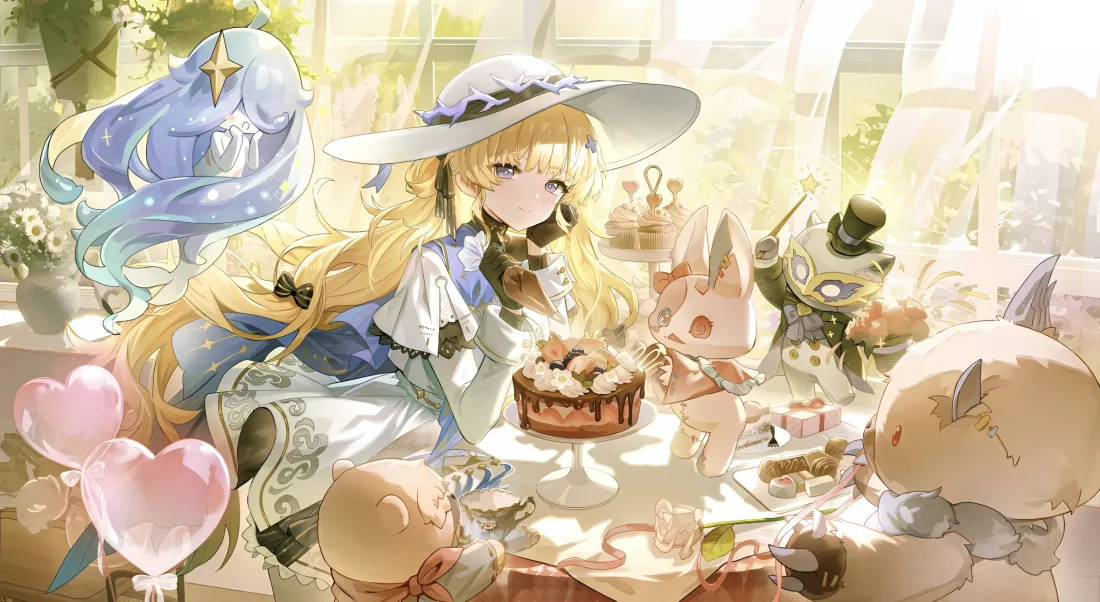 2k菲比壁纸｜茶会背景图片 - 鸣潮「哲风壁纸」