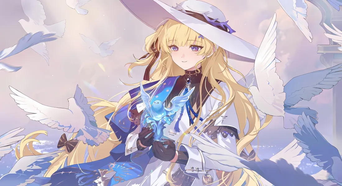 2k菲比（鸣潮）壁纸｜白鸽背景 - 蓝白服饰「哲风壁纸」