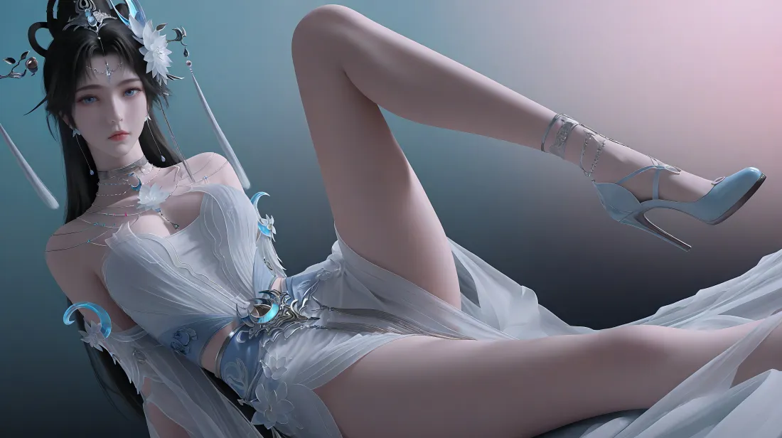 6k邀月壁纸｜淡蓝 - 完美世界古风美女「哲风壁纸」