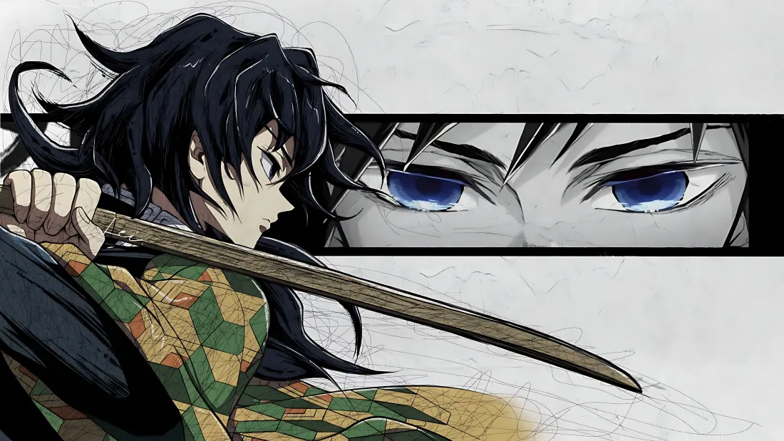 4k鬼灭之刃壁纸｜富冈义勇背景 - 日轮刀「哲风壁纸」