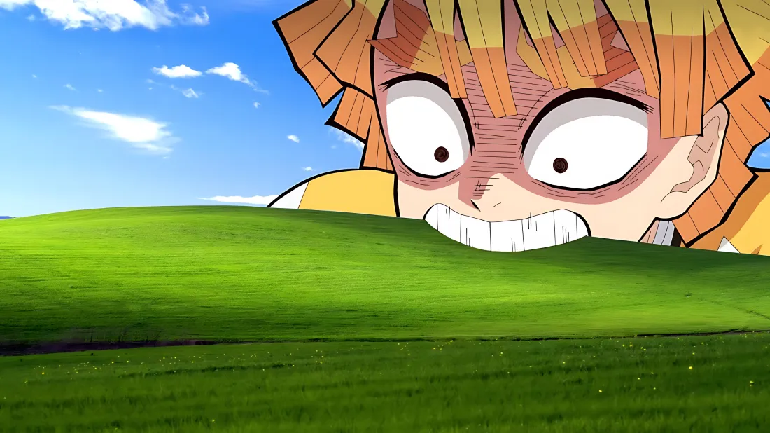 4k鬼灭之刃壁纸｜草地背景图 - 我妻善逸「哲风壁纸」