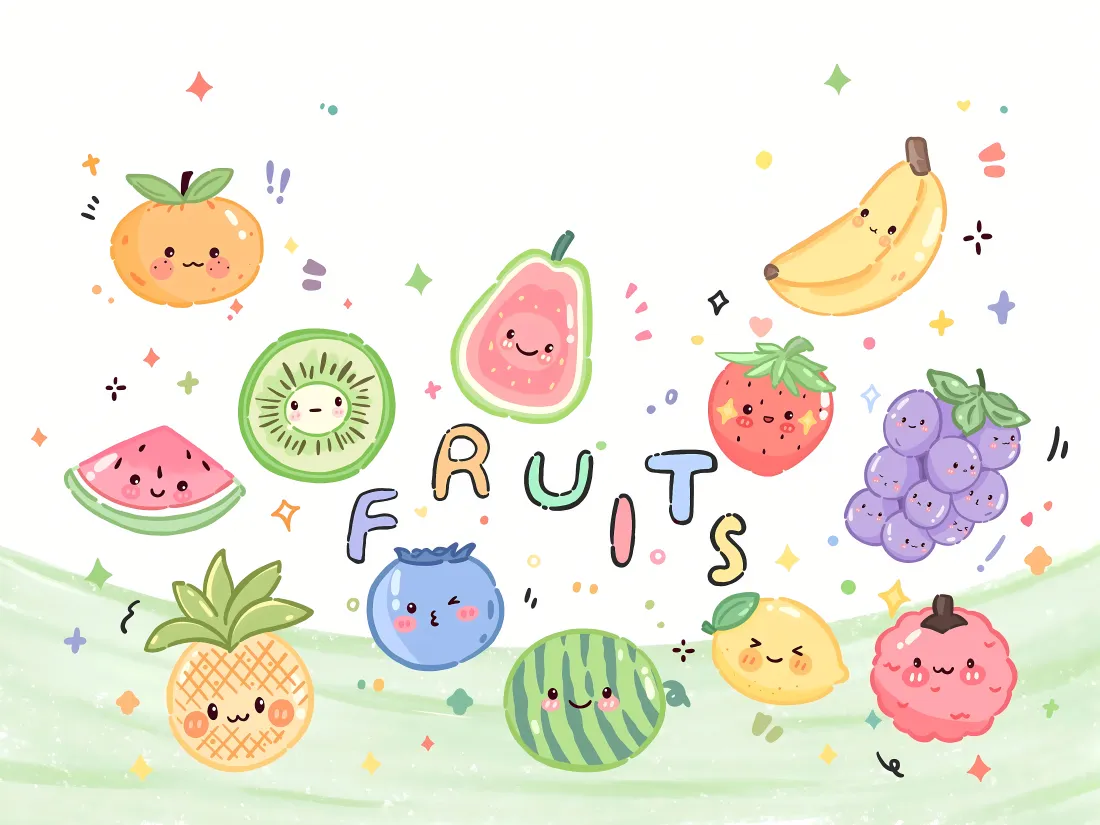 8k卡通水果壁纸｜清新背景 - 笑脸水果「哲风壁纸」