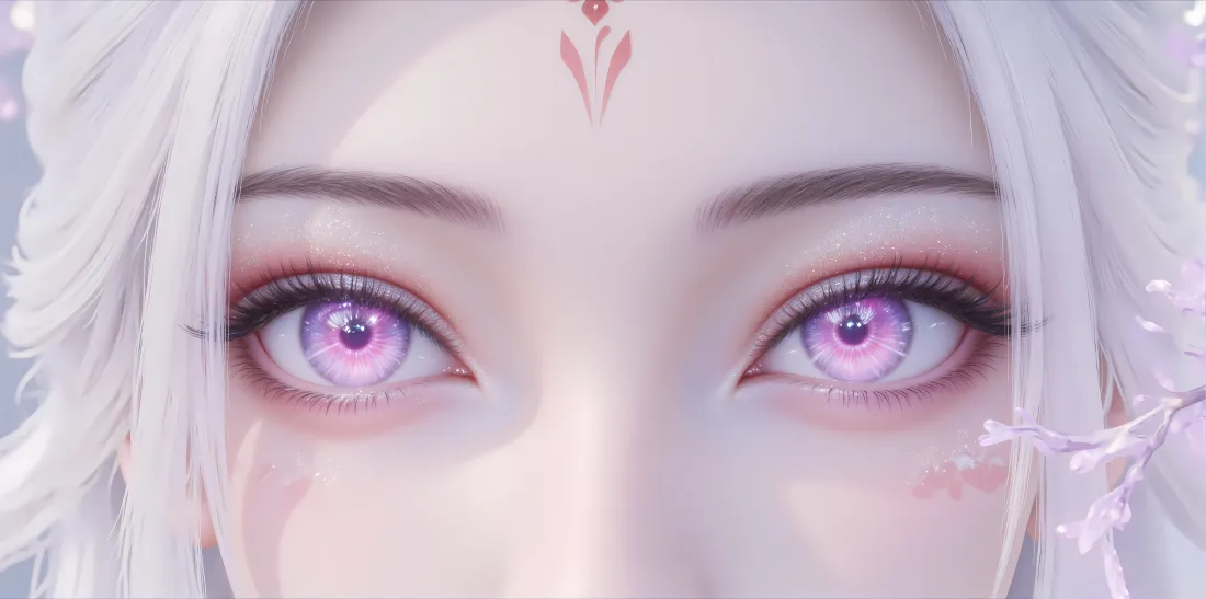 6k诛仙小白壁纸｜紫瞳白发背景图片 - 樱花「哲风壁纸」