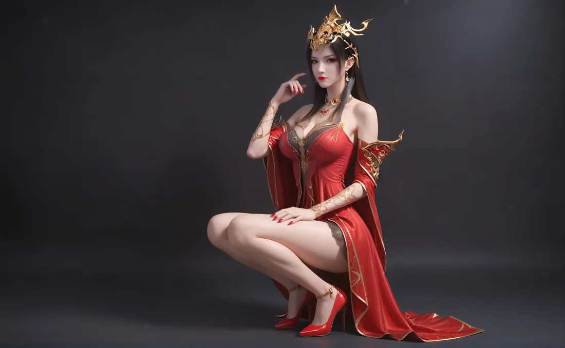 6k美杜莎壁纸｜斗破苍穹背景图片 - 红衣坐姿「哲风壁纸」