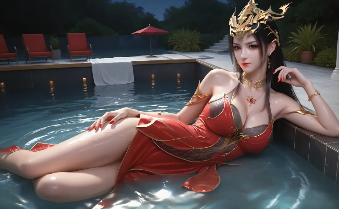 6k美杜莎壁纸｜斗破苍穹背景图片 - 红衣泳池「哲风壁纸」