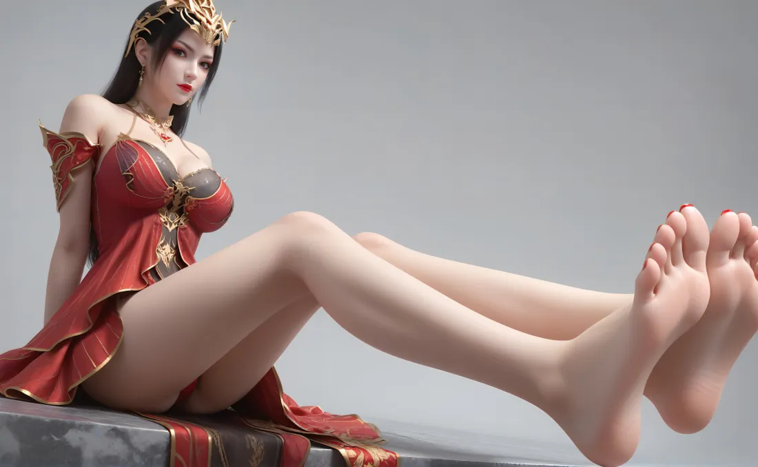 6k美杜莎壁纸｜斗破苍穹 - 红色服饰赤脚「哲风壁纸」