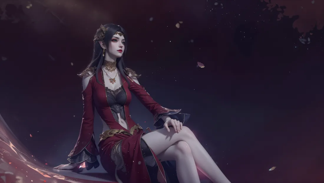 4k美杜莎壁纸｜斗破苍穹背景 - 红衣坐姿「哲风壁纸」