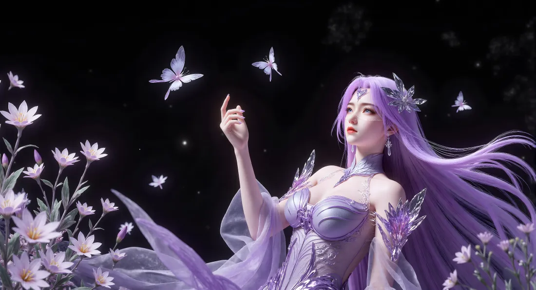 8k月柳壁纸｜完美世界 - 紫发蝴蝶「哲风壁纸」