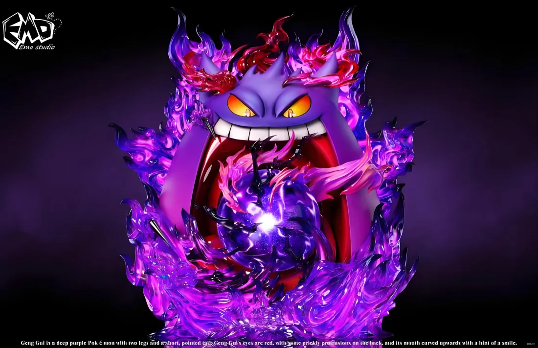 3k耿鬼壁纸｜紫色火焰背景 - 宝可梦「哲风壁纸」