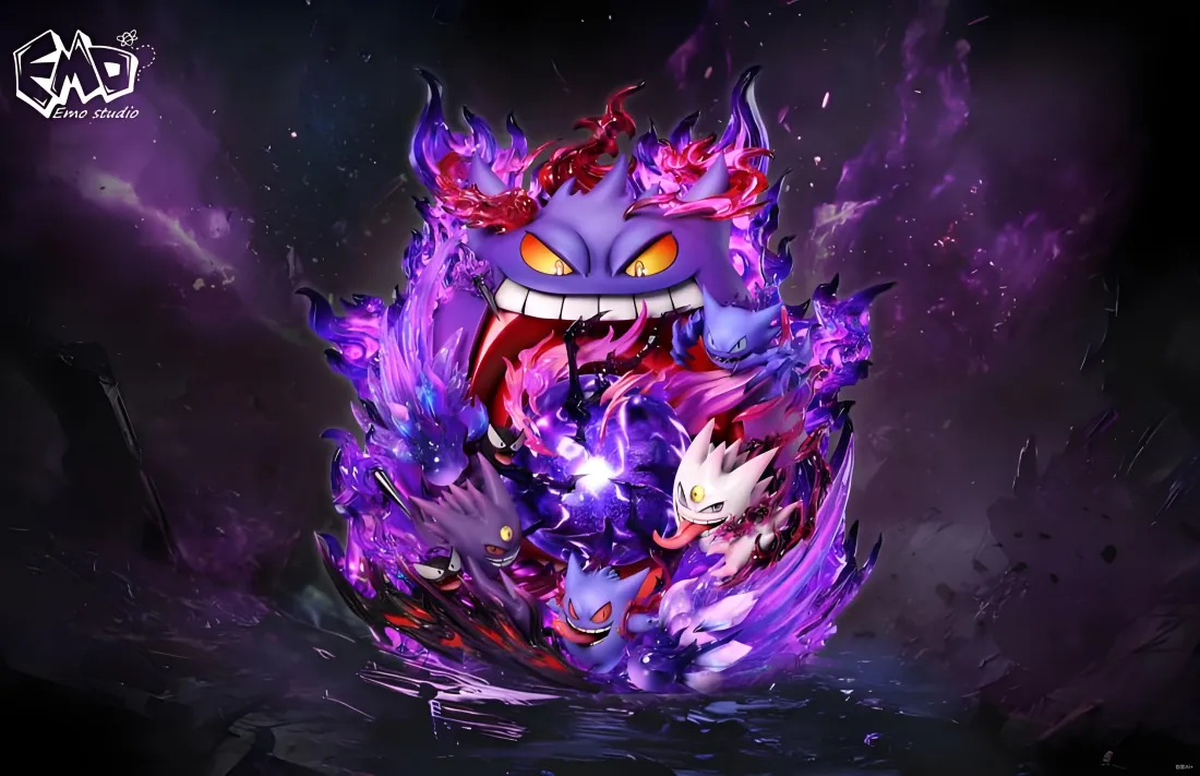 3k耿鬼壁纸｜宝可梦背景图片 - 紫色特效「哲风壁纸」