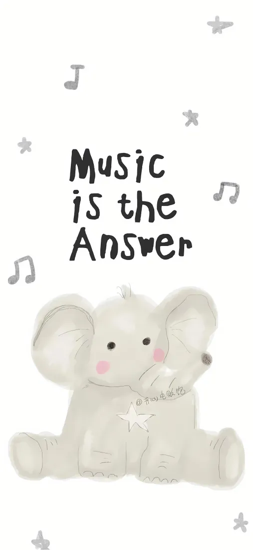 卡通大象手机壁纸｜ins风背景图片 - Music is the Answer「哲风壁纸」