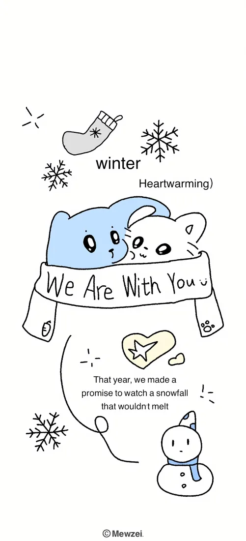 卡通线稿ins风手机壁纸｜雪人围巾背景 - 可爱「哲风壁纸」