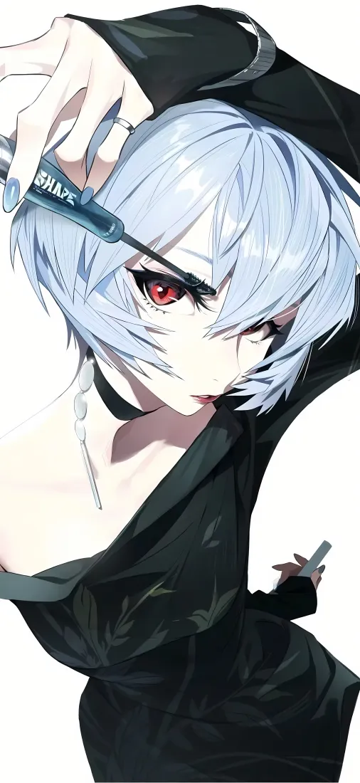 绫波丽手机壁纸｜EVA背景图片 - 黑装红瞳「哲风壁纸」