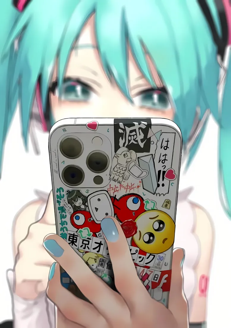 初音未来手机壁纸｜手机背景 - 二次元贴纸美甲「哲风壁纸」