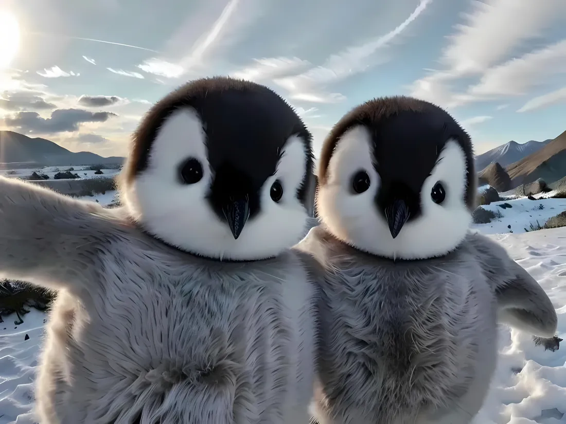 2k企鹅壁纸｜雪地背景 - 可爱企鹅幼崽「哲风壁纸」