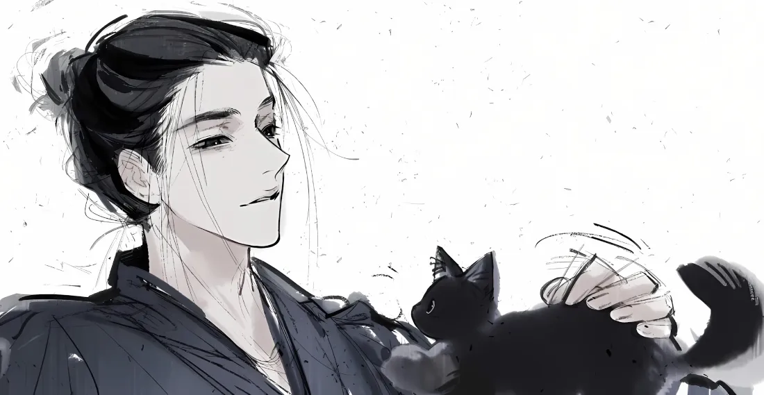 2k王也 一人之下 小猫壁纸｜动漫背景 - 黑色小猫「哲风壁纸」
