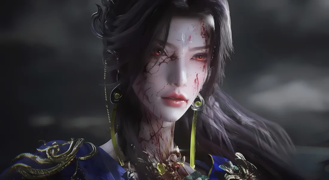 2k云望舒壁纸｜暗黑背景 - 血迹妆容「哲风壁纸」