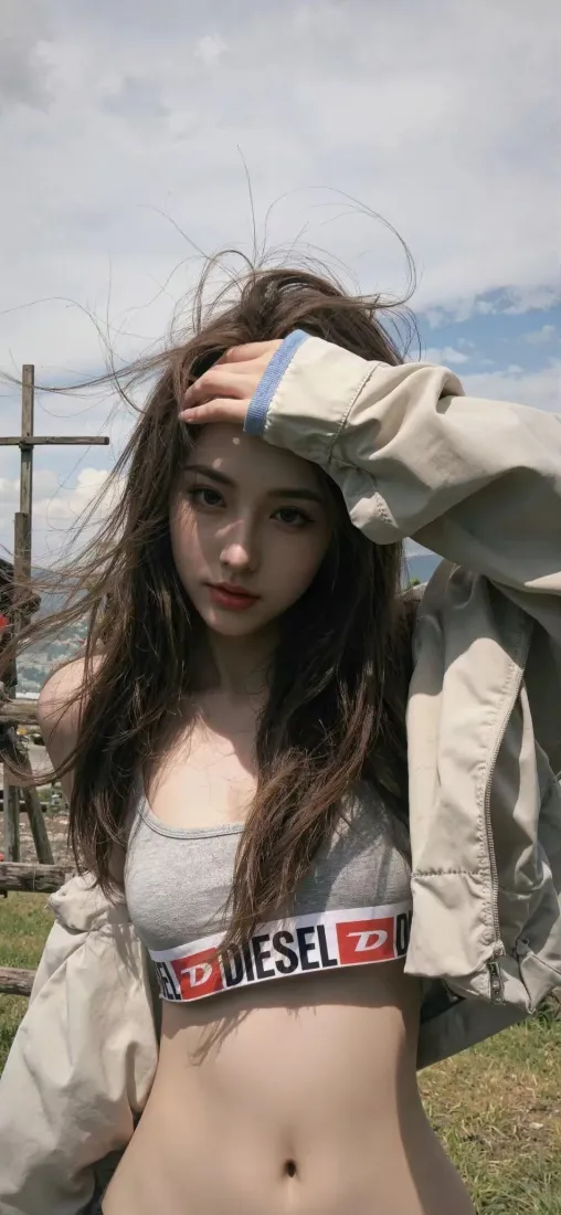 美女户外手机壁纸｜草地背景图 - 时尚穿搭「哲风壁纸」