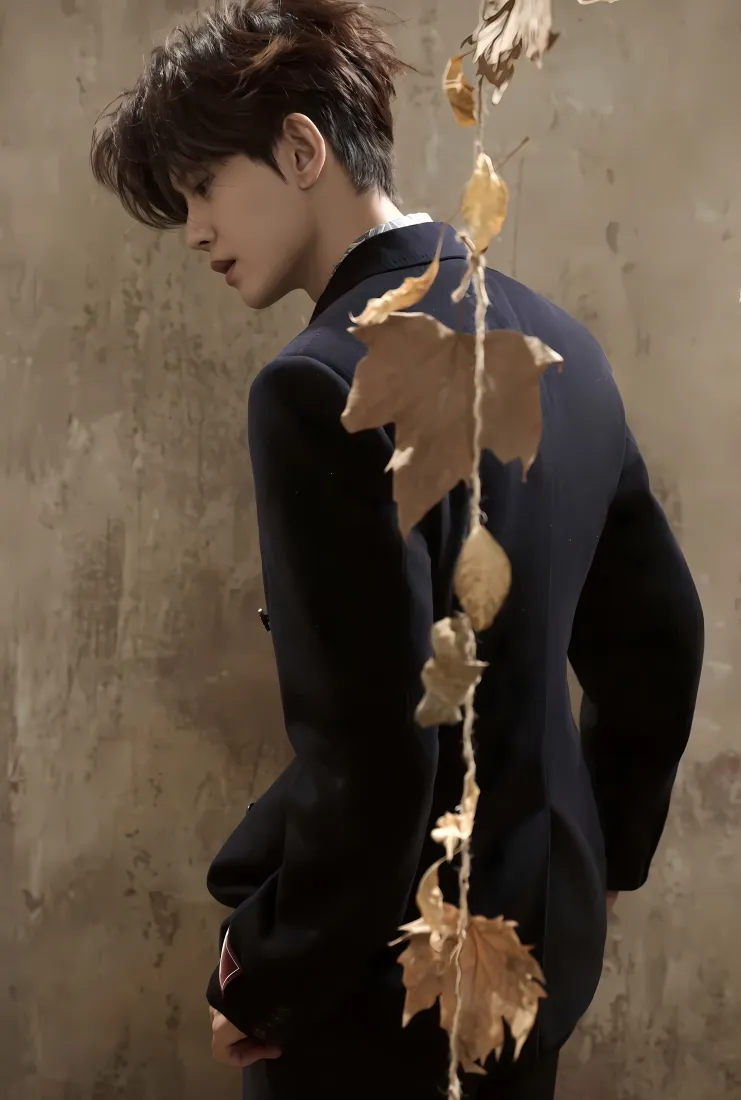任嘉伦手机壁纸｜西装背景图 - 枯叶背影「哲风壁纸」