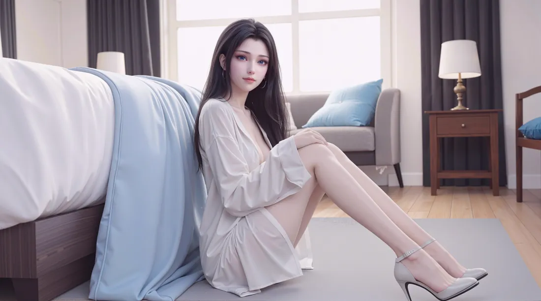 8k美女壁纸｜卧室背景图片 - 连衣裙高跟鞋「哲风壁纸」