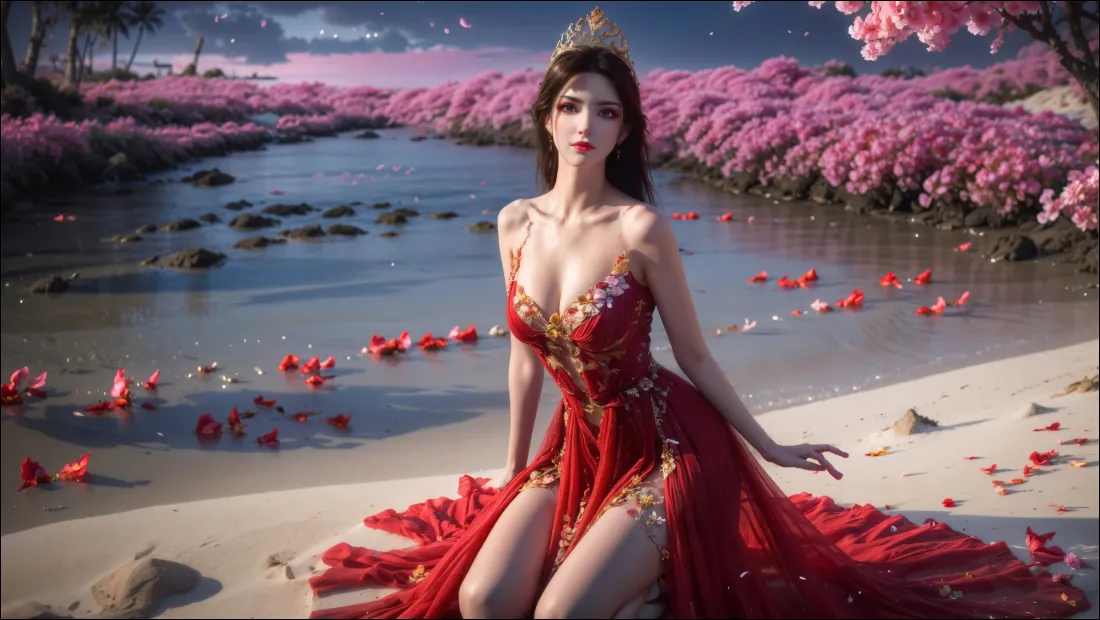 2k美杜莎壁纸｜斗破苍穹背景图片 - 红色礼服「哲风壁纸」