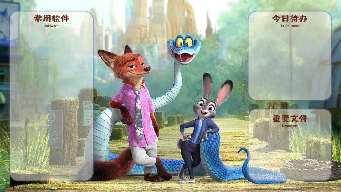 2k疯狂动物城壁纸｜动画角色背景图片 - 尼克朱迪蛇「哲风壁纸」