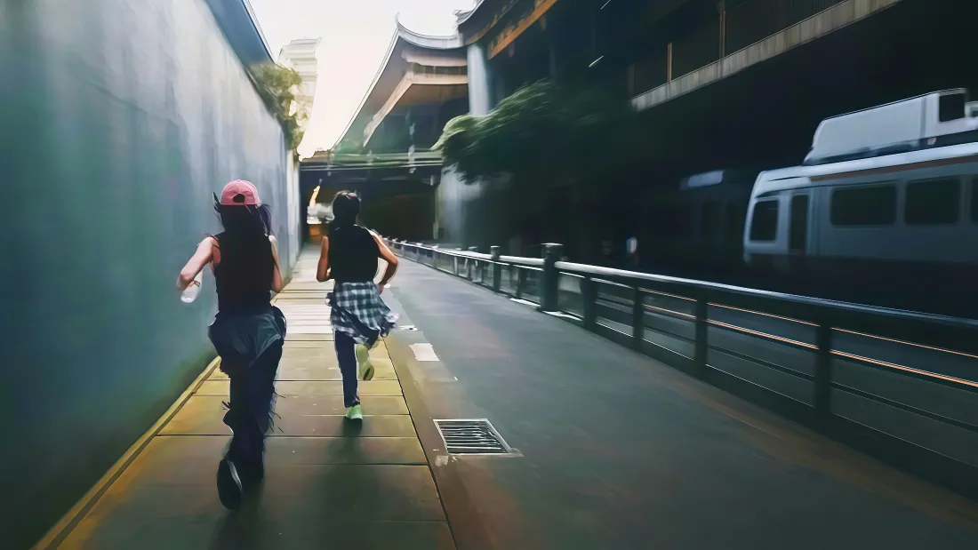 4k情侣跑步壁纸｜城市街道背景图片 - 追逐运动「哲风壁纸」