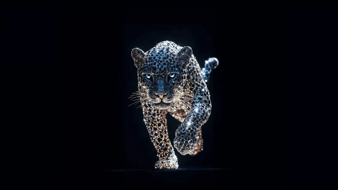 8k钻石豹壁纸｜暗黑背景 - 荧光金钱豹「哲风壁纸」