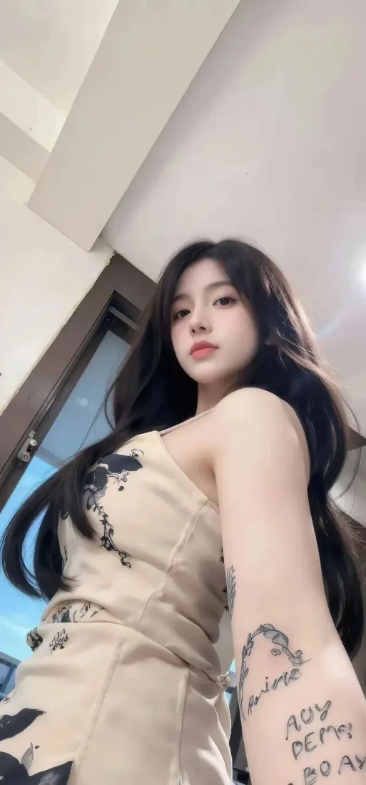 美女手机壁纸｜室内背景 - 纹身穿搭「哲风壁纸」