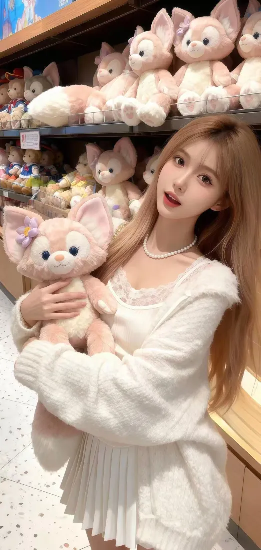 美女玲娜贝儿手机壁纸｜超市 - 白色穿搭「哲风壁纸」