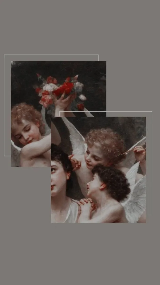 古典天使拼接手机壁纸｜艺术背景 - 复古油画「哲风壁纸」