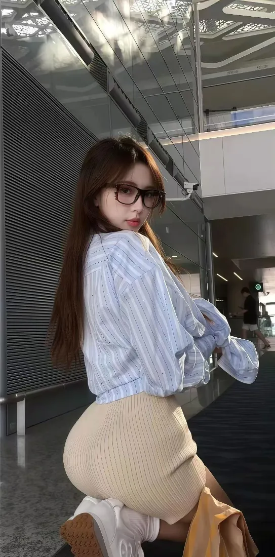 眼镜美女手机壁纸｜室内背景 - 时尚穿搭「哲风壁纸」