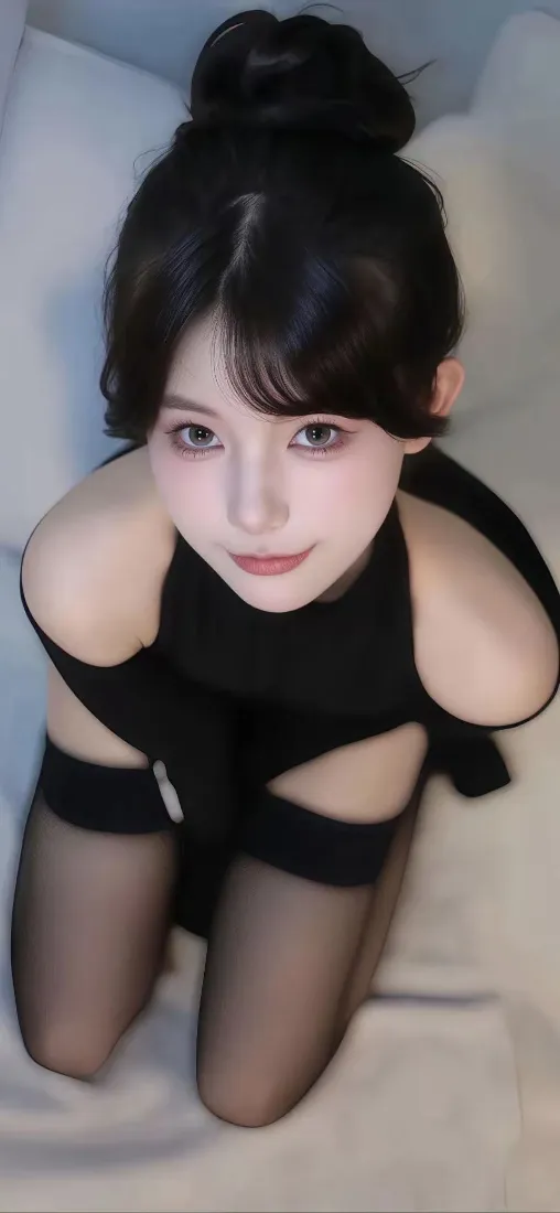 黑衣美女手机壁纸｜室内背景图片 - 黑丝迷人「哲风壁纸」