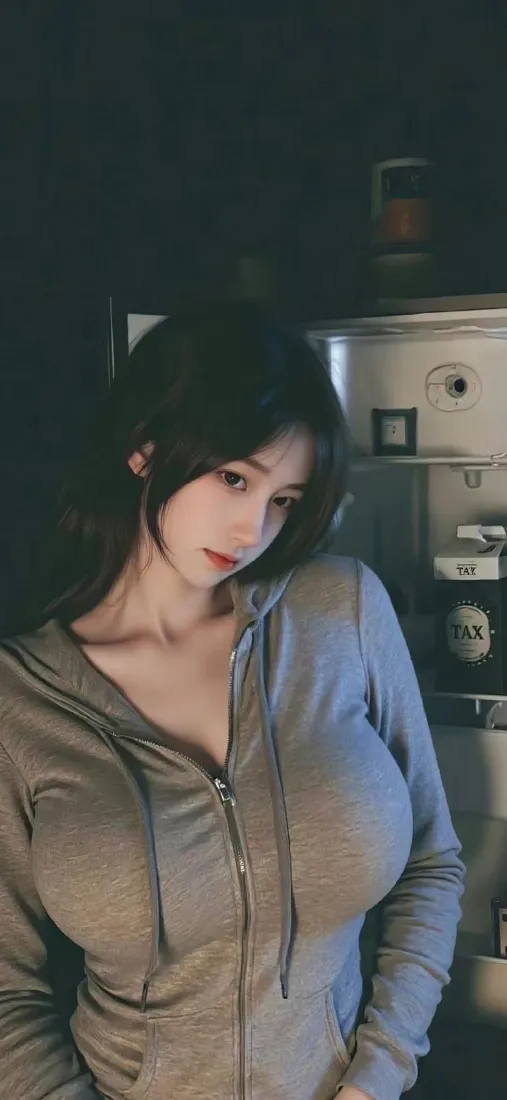 灰色连帽衫美女手机壁纸｜室内背景图片 - 暗调「哲风壁纸」