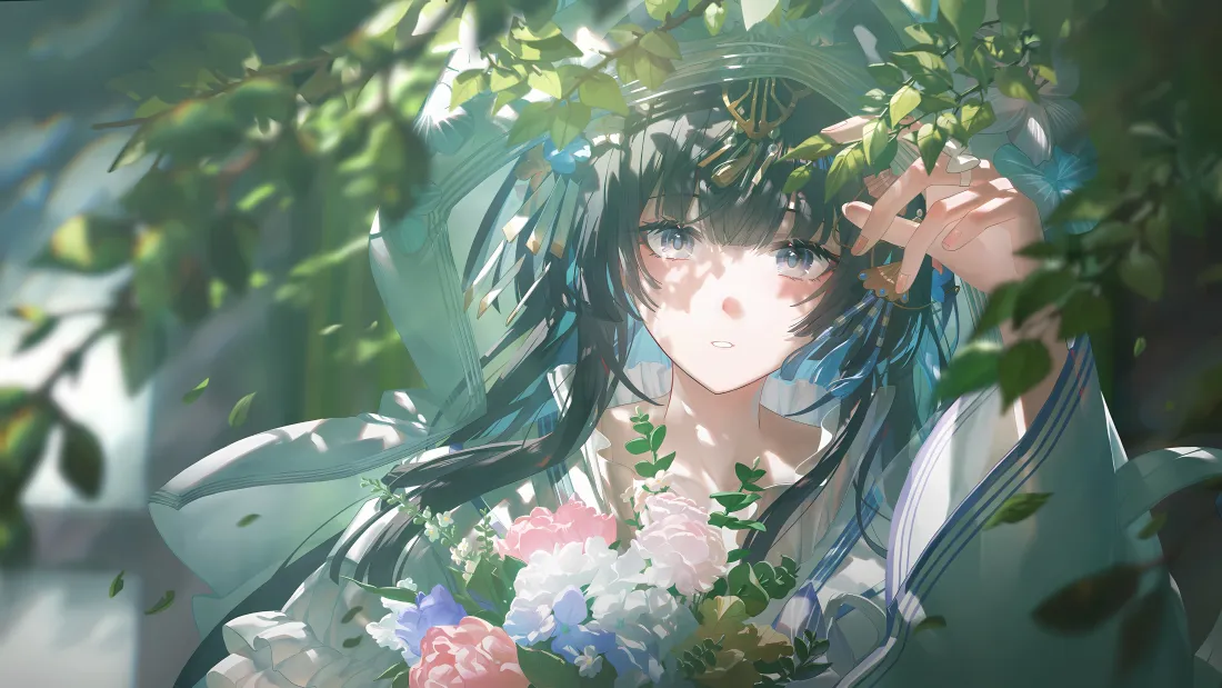 4k赛琳娜壁纸｜绿植鲜花背景 - 战双帕弥什「哲风壁纸」