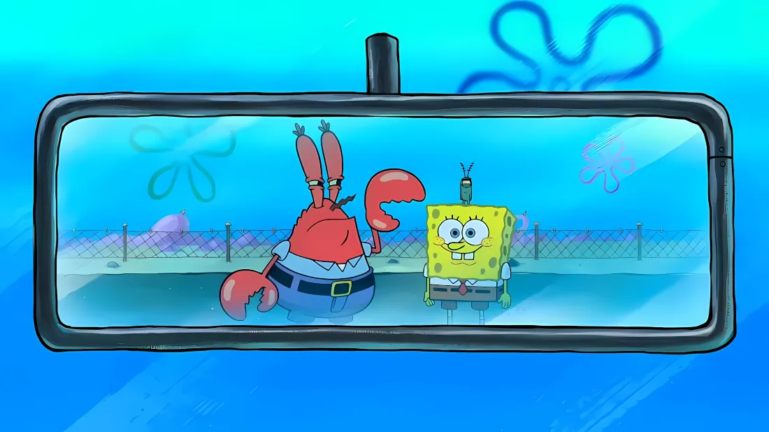 2k海绵宝宝壁纸｜海底背景图片 - 蟹老板后视镜「哲风壁纸」