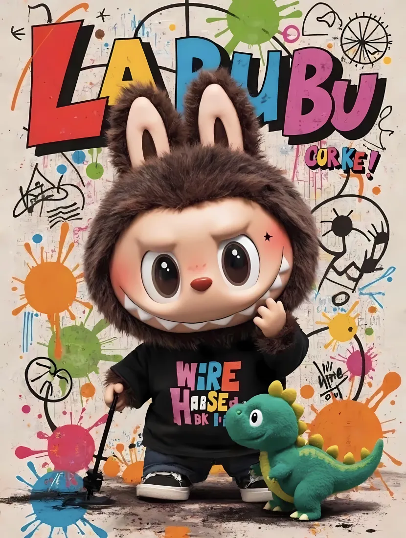 拉布布手机壁纸｜涂鸦背景 - 小恐龙「哲风壁纸」