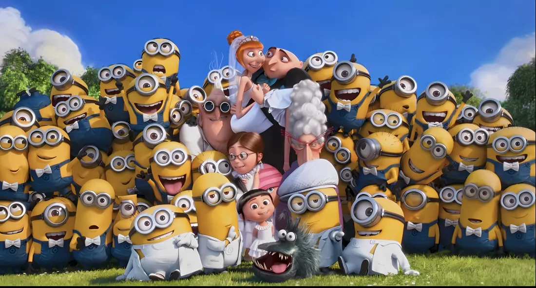 2k小黄人壁纸｜神偷奶爸背景图 - 格鲁一家合影「哲风壁纸」