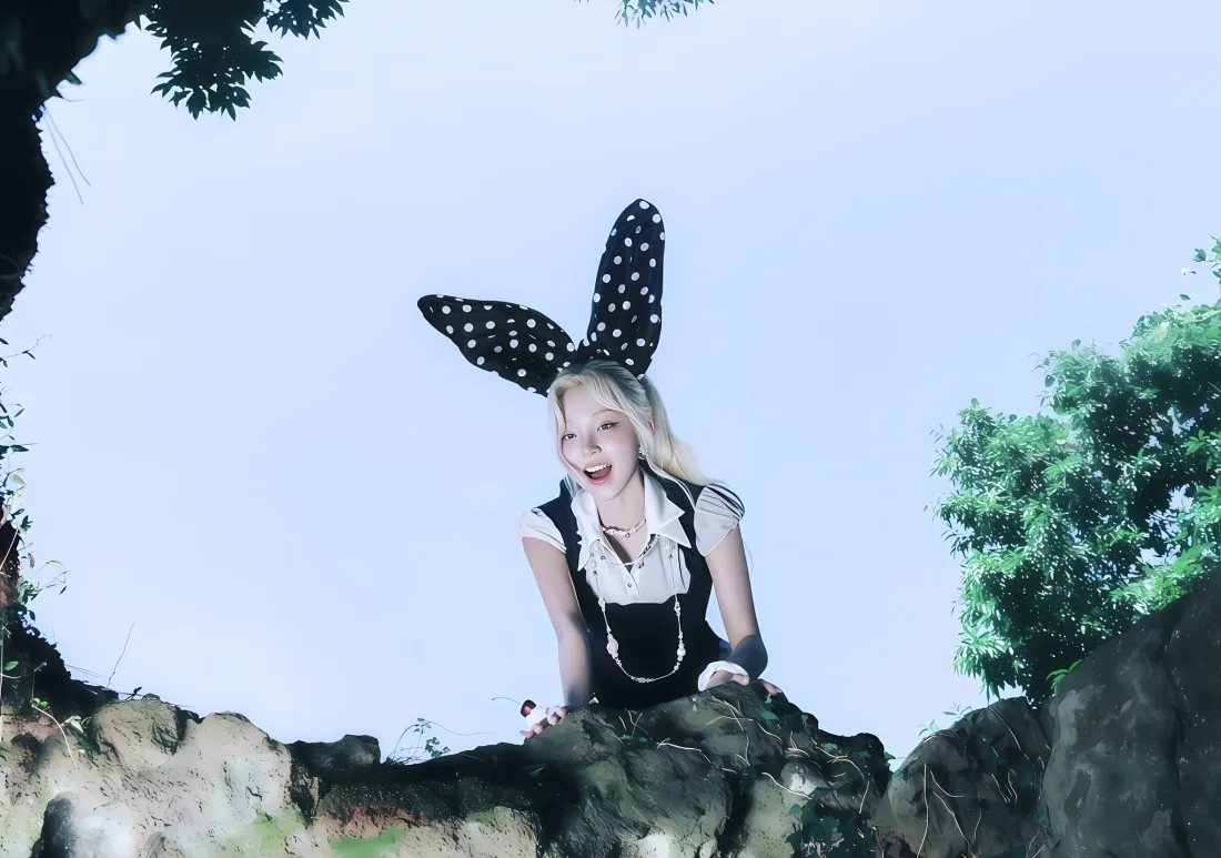 2k宋雨琦壁纸｜户外背景图片 - 可爱兔耳「哲风壁纸」