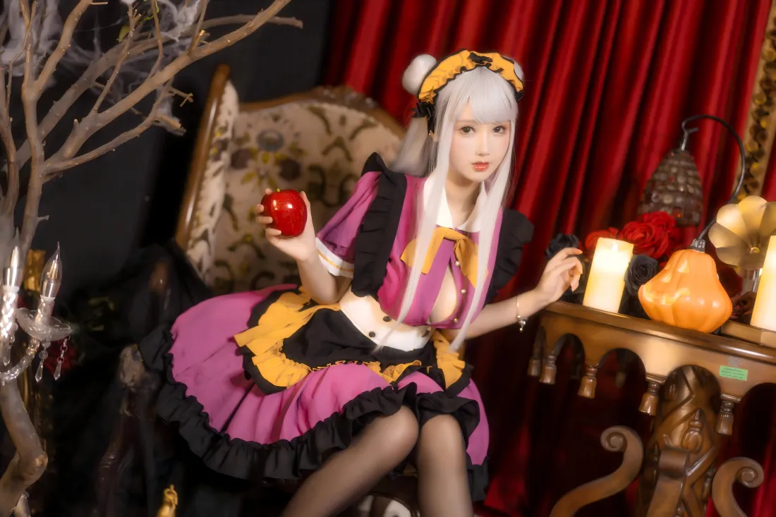 8k动漫角色cos壁纸｜紫粉裙美女背景图 - 南瓜灯「哲风壁纸」