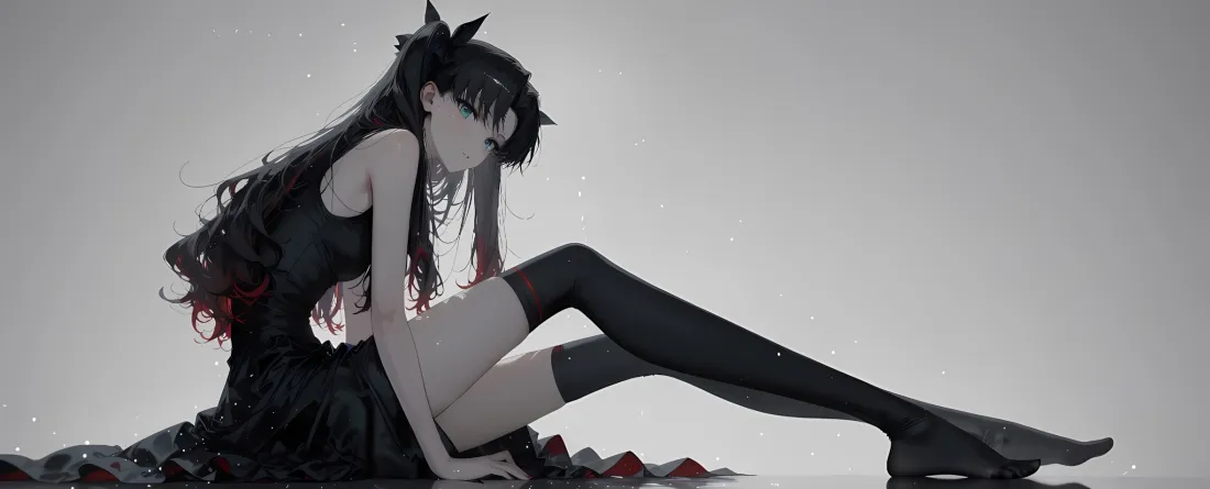 2k明日香黑丝壁纸｜灰背景 - 坐姿「哲风壁纸」