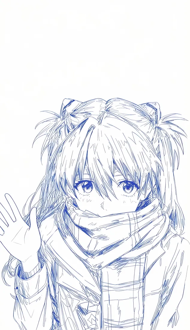 明日香线稿手机壁纸｜光栅背景图片 - 新世纪福音战士「哲风壁纸」