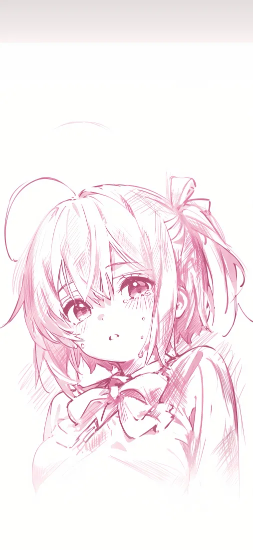 小鸟游六花手机壁纸｜粉色线稿 - 光栅「哲风壁纸」