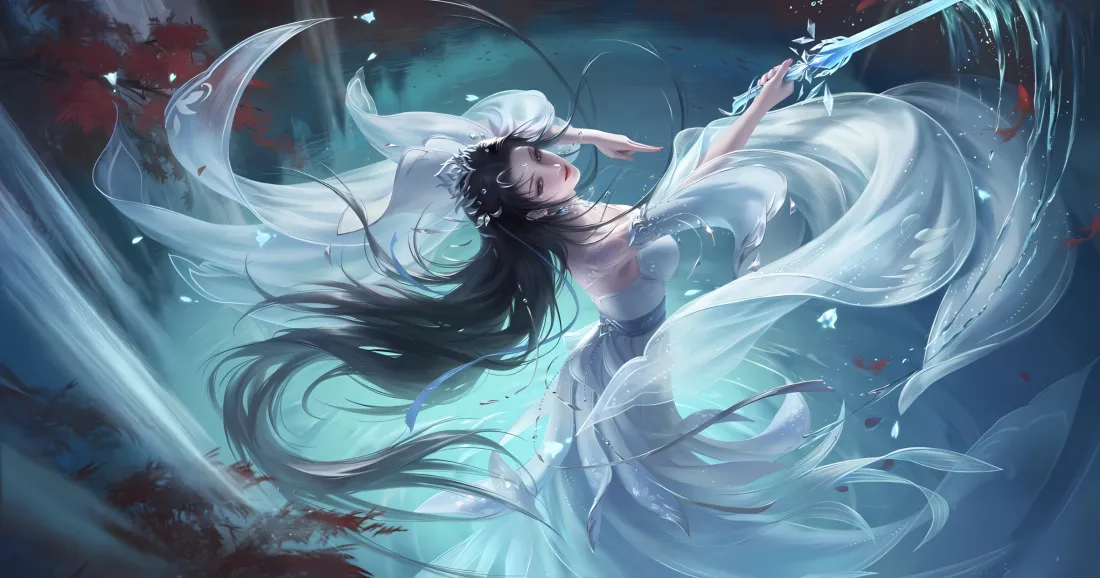 2k陆雪琪壁纸｜诛仙背景图片 - 仙侠白衣持剑「哲风壁纸」