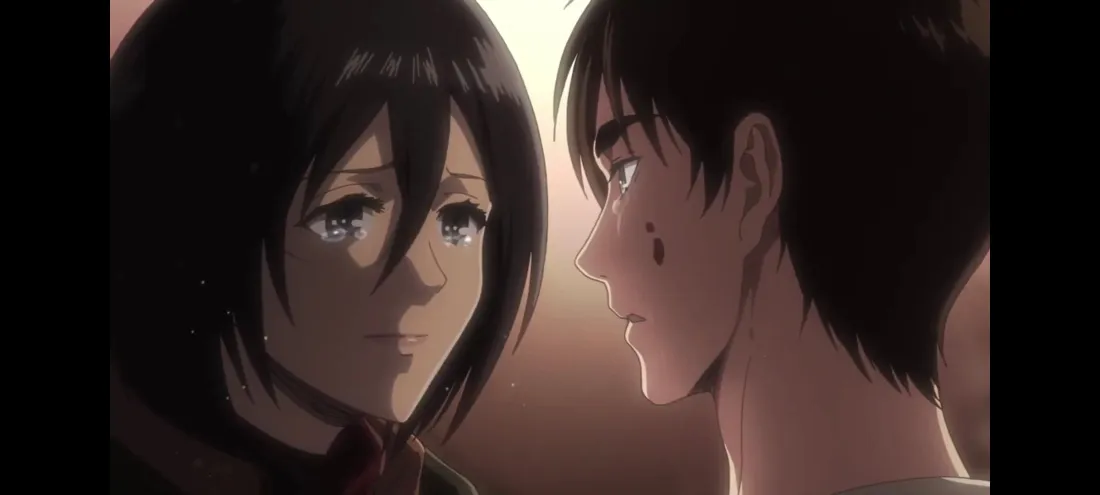 2k进击的巨人壁纸｜三笠艾伦背景图片 - 对视场景「哲风壁纸」