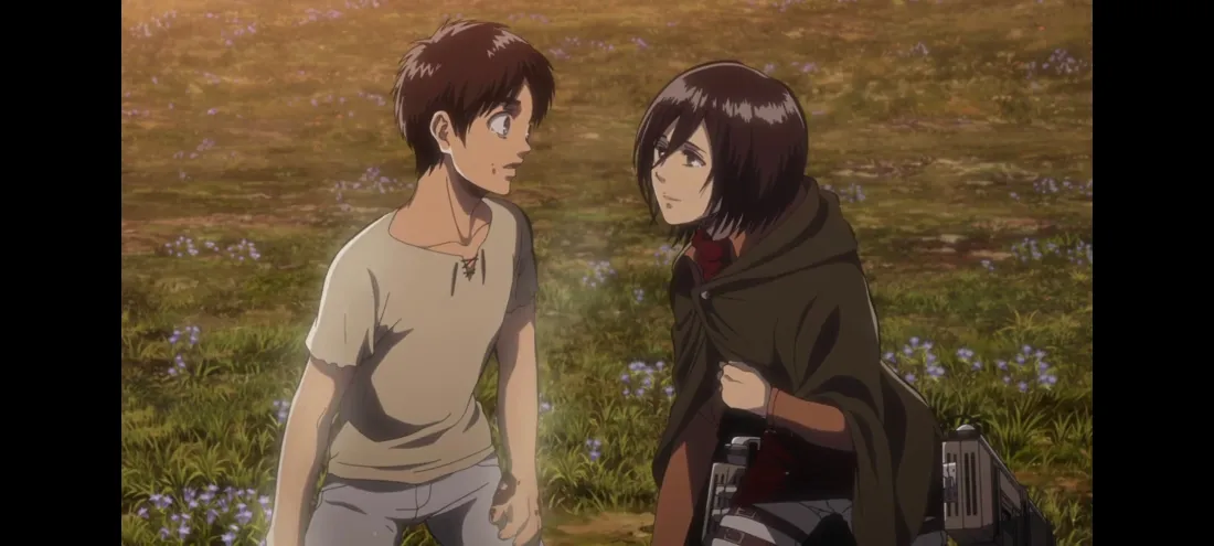 2k进击的巨人壁纸｜三笠艾伦背景图片 - 草地对话「哲风壁纸」