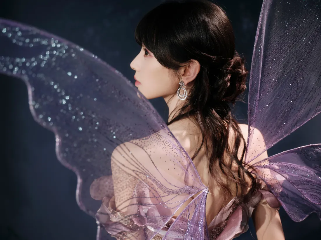 5k田曦薇壁纸｜紫色蝴蝶翅膀背景图片 - 侧颜「哲风壁纸」