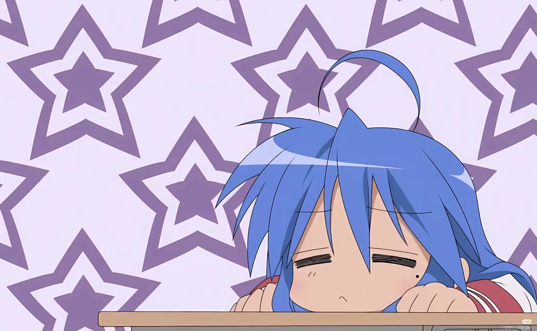 2k幸运星泉此方壁纸｜紫星背景 - 蓝发趴桌「哲风壁纸」