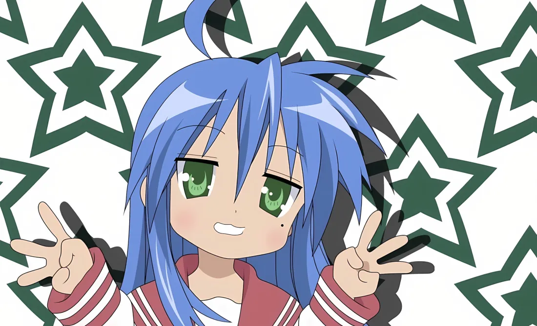 2k幸运星泉此方壁纸｜绿星背景 - 蓝发「哲风壁纸」